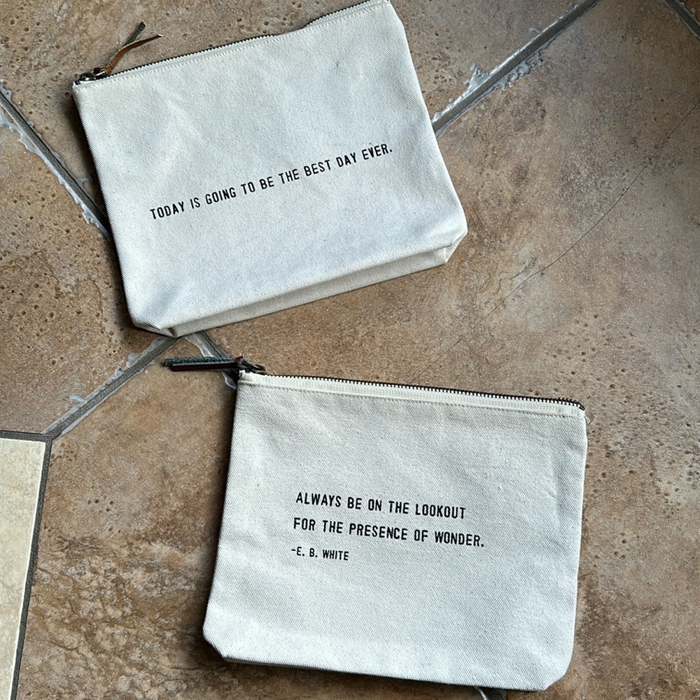 Set of Two Sugarboo & Co. Brand Canvas Zippered Pouches